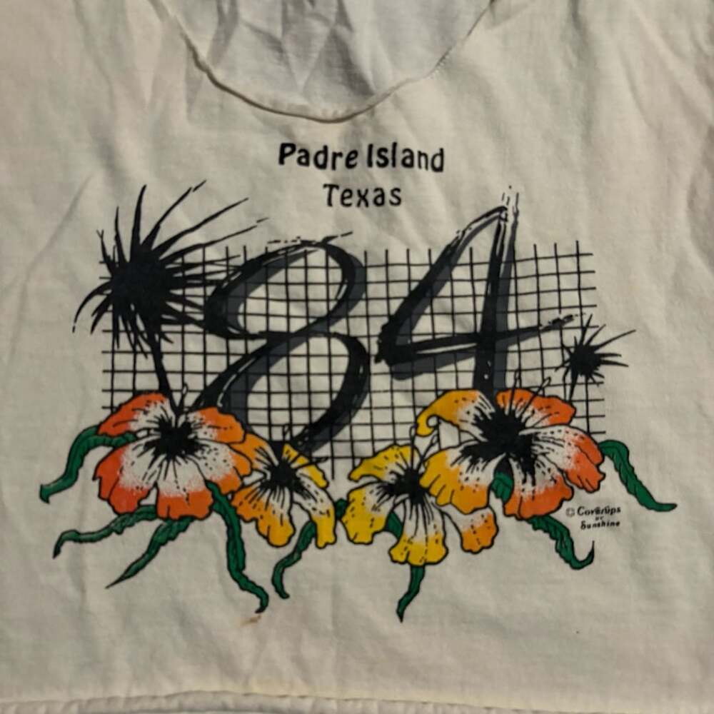 Panama Jack Padre Island Texas 84 Tank Top Size M White Cotton Vintage 1983 - Picture 2 of 7